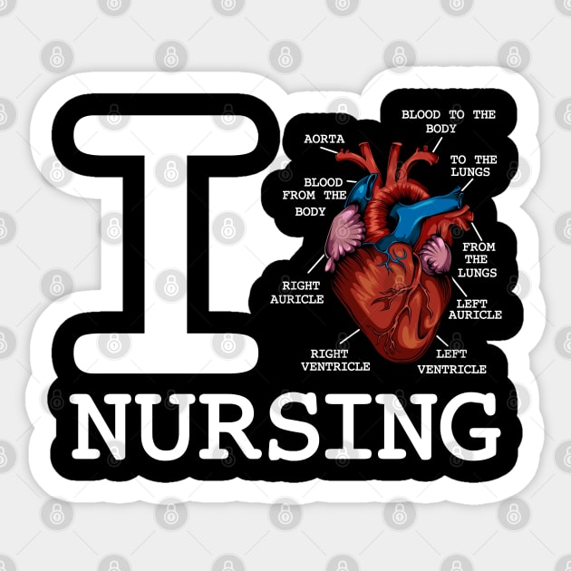 Nurse - I Love Nursing - Anatomy Heart Sticker by Lumio Gifts